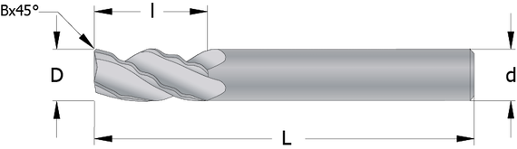 Ritning av vågformad skrubbfräs för aluminium