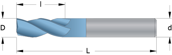 Drawing of a Solid Carbide End Mill