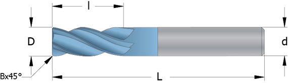 Drawing of a Solid Carbide End Mill with Variable Flute