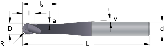 Drawing of a Mold and Die End Mill with Ball Nose