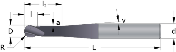 Drawing of a Mold and Die End Mill with Ball Nose