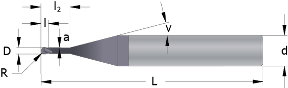 Drawing of a Micro End Mill with Ball Nose
