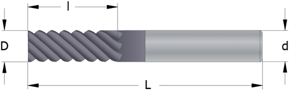 Drawing of a Solid Carbide End Mill with High Helix